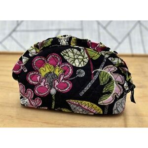 Vera Bradley Floral Cosmetic‎ Bag Zip Closure Black